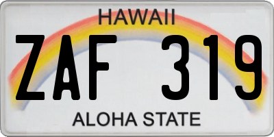 HI license plate ZAF319