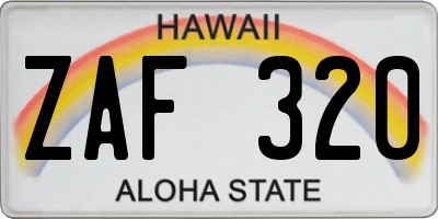 HI license plate ZAF320