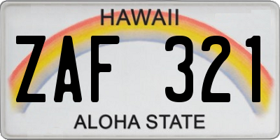 HI license plate ZAF321