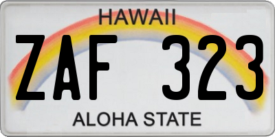 HI license plate ZAF323