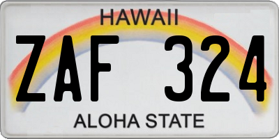 HI license plate ZAF324