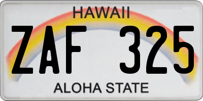 HI license plate ZAF325