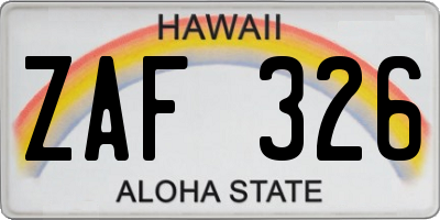HI license plate ZAF326