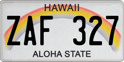 HI license plate ZAF327