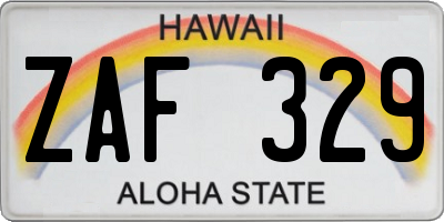 HI license plate ZAF329
