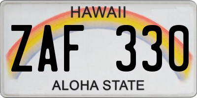 HI license plate ZAF330