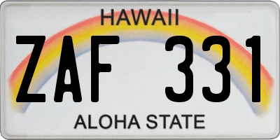 HI license plate ZAF331