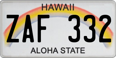 HI license plate ZAF332