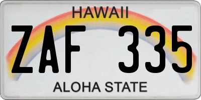 HI license plate ZAF335