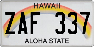 HI license plate ZAF337
