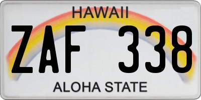 HI license plate ZAF338