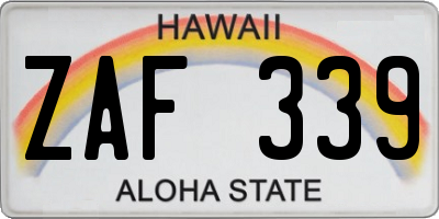 HI license plate ZAF339