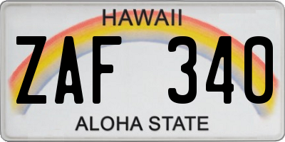 HI license plate ZAF340
