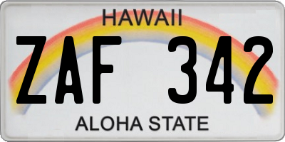 HI license plate ZAF342