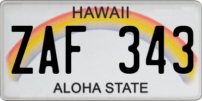 HI license plate ZAF343