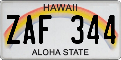 HI license plate ZAF344