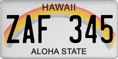 HI license plate ZAF345