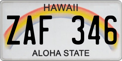 HI license plate ZAF346