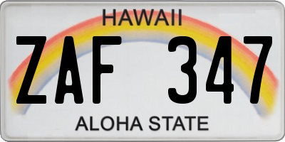 HI license plate ZAF347