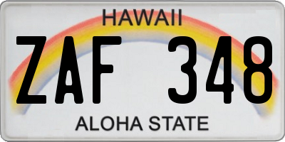 HI license plate ZAF348