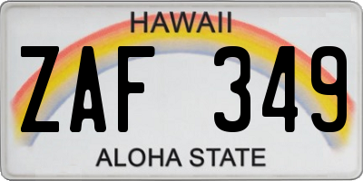 HI license plate ZAF349