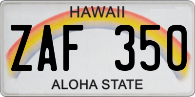 HI license plate ZAF350