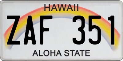 HI license plate ZAF351