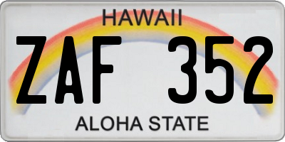 HI license plate ZAF352