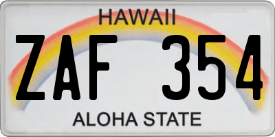 HI license plate ZAF354