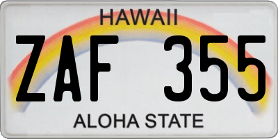 HI license plate ZAF355