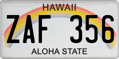 HI license plate ZAF356