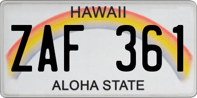 HI license plate ZAF361