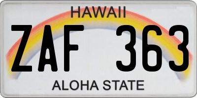 HI license plate ZAF363