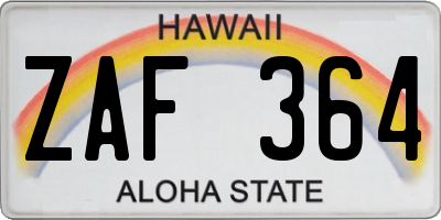 HI license plate ZAF364