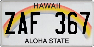 HI license plate ZAF367