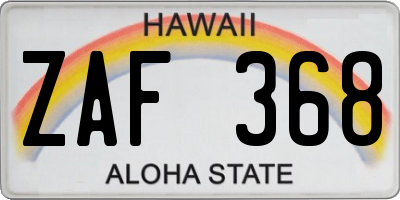 HI license plate ZAF368