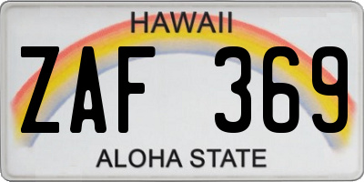 HI license plate ZAF369