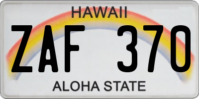 HI license plate ZAF370