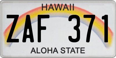 HI license plate ZAF371