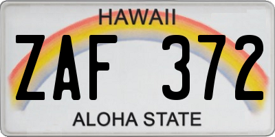 HI license plate ZAF372