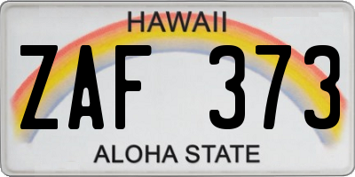 HI license plate ZAF373
