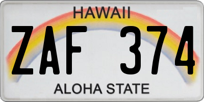 HI license plate ZAF374