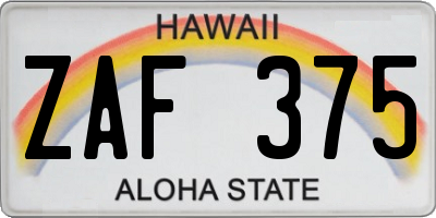 HI license plate ZAF375