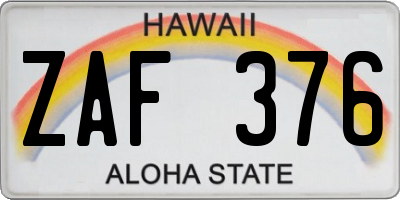 HI license plate ZAF376