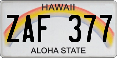 HI license plate ZAF377