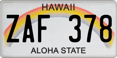HI license plate ZAF378