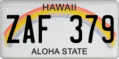 HI license plate ZAF379