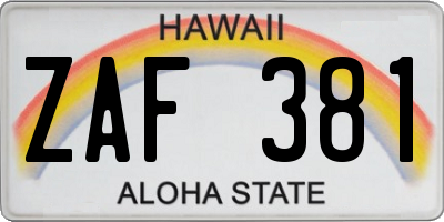 HI license plate ZAF381