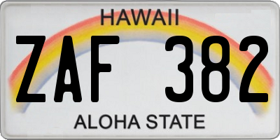 HI license plate ZAF382