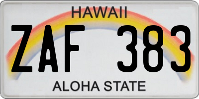 HI license plate ZAF383